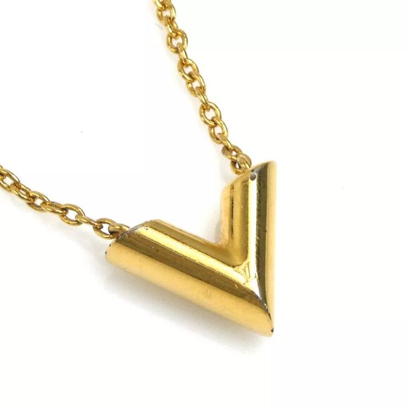 LOUIS VUITTON Essential V Necklace Gold Metal - Picture 1 of 11